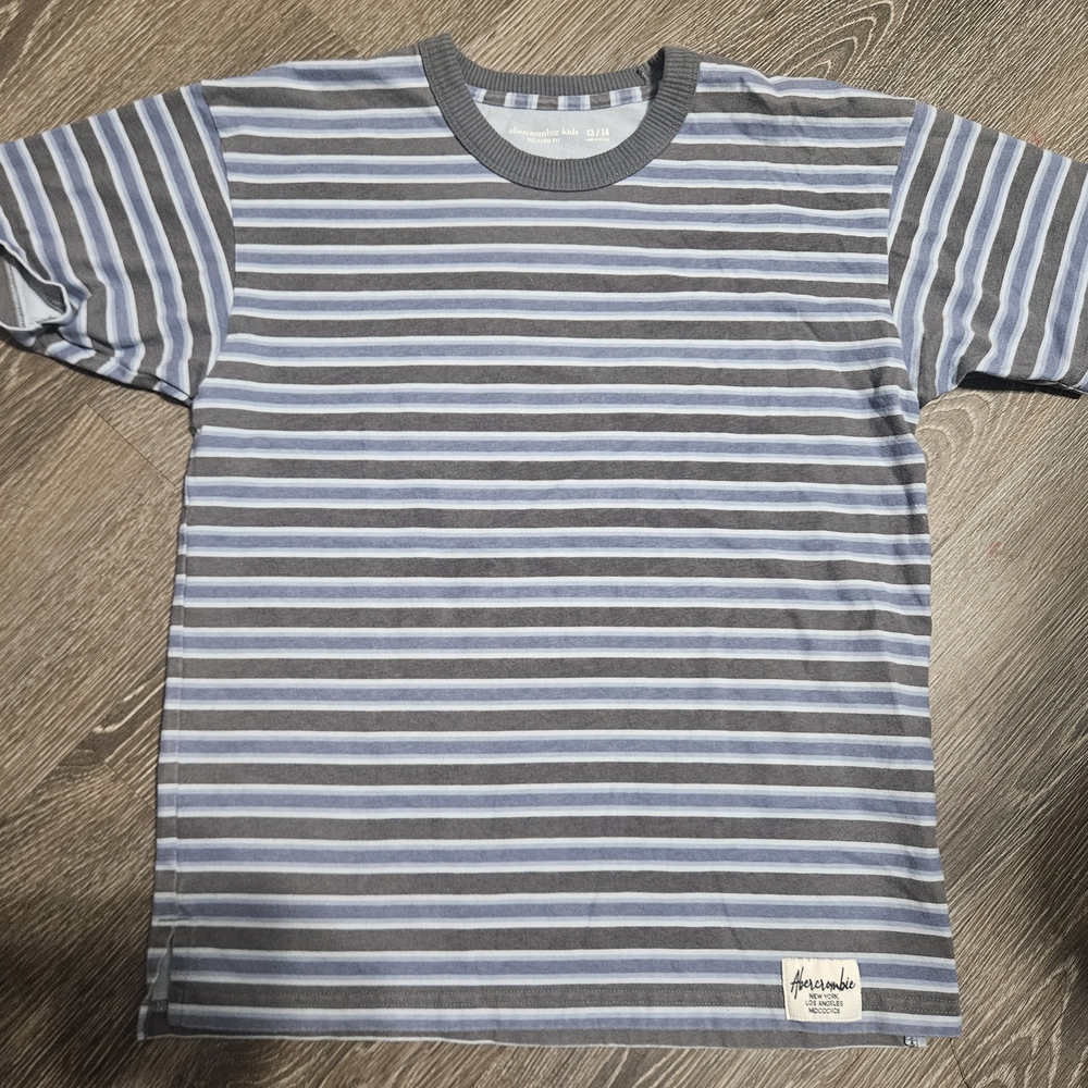 Abercrombie Kids Blue and Gray Striped Shirt